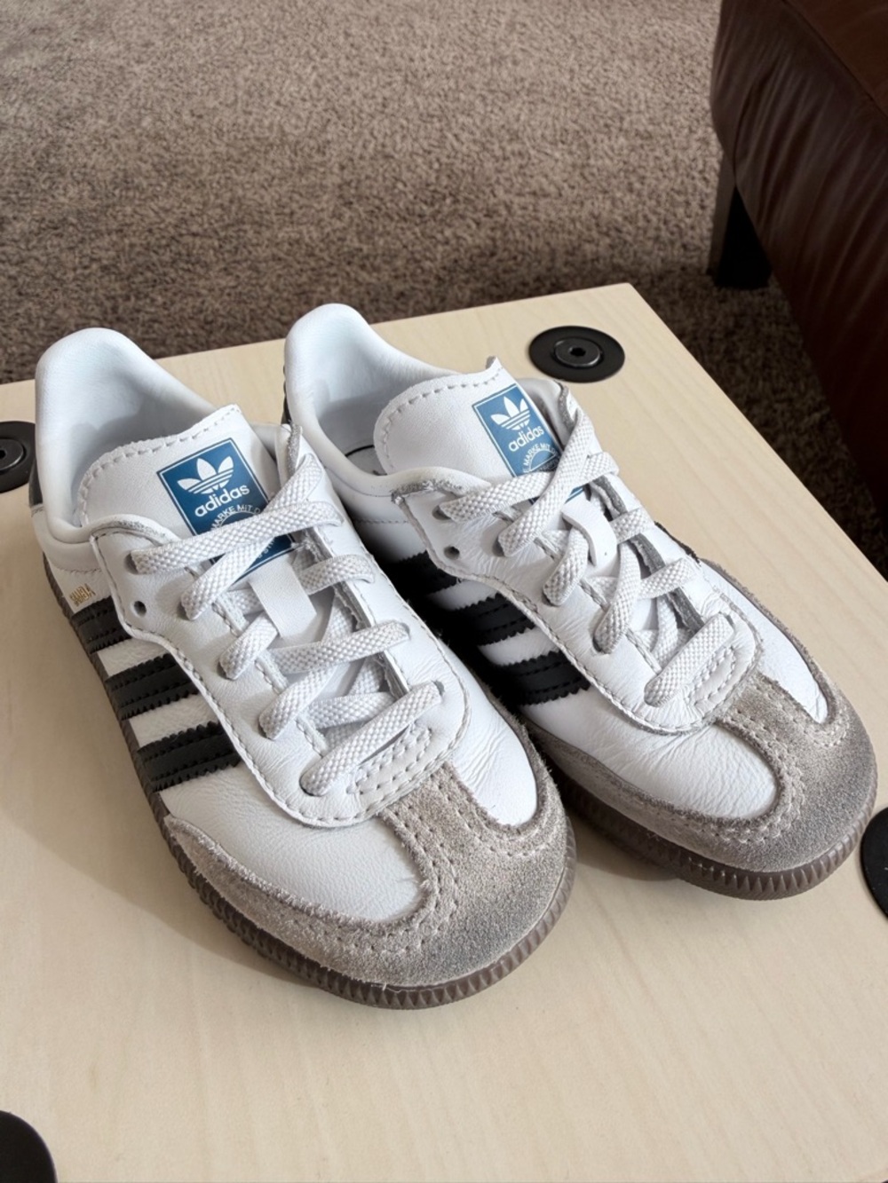 adidas Kids White Sneakers with Black Stripes
